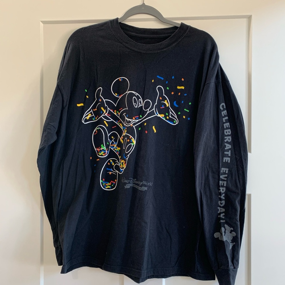 Mickey Mouse Confetti Shirt Size XL Cotton Walt Disney World Disneyland Black